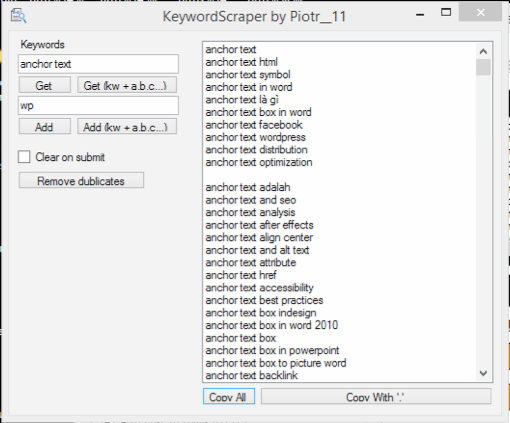 Piotr Keyword Tool