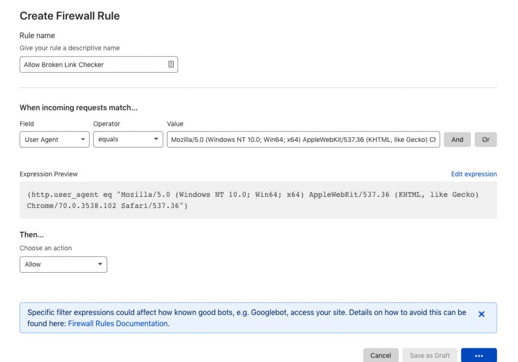 Cloudflare firewall rules настройка