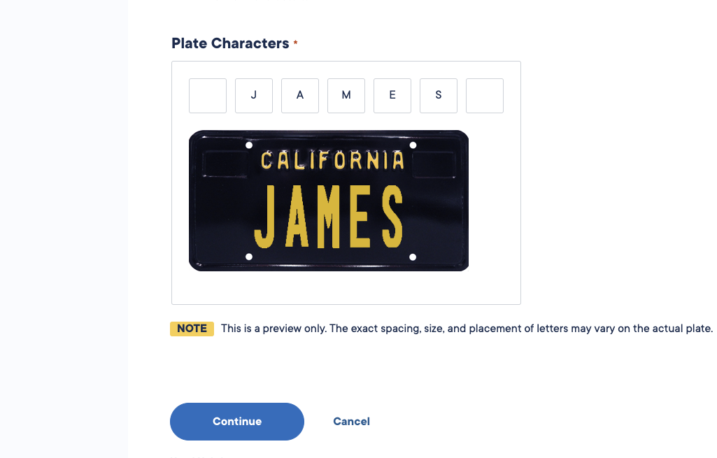 Personalized Plate checker